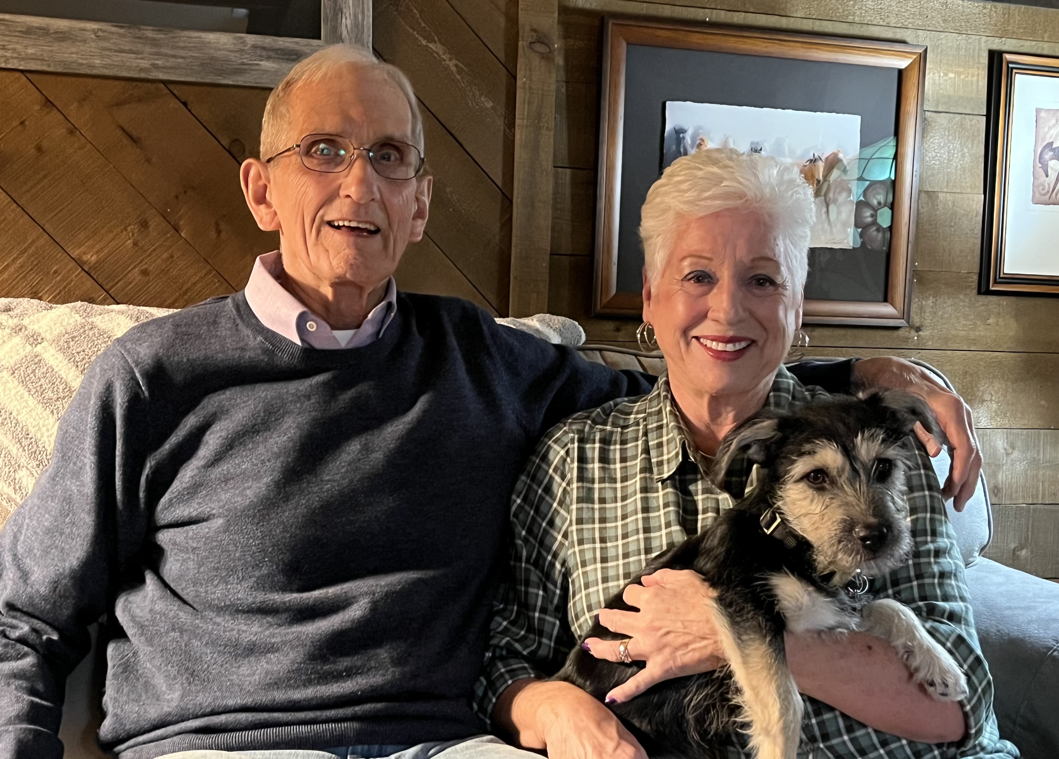 Susan with her husband, Wayne and their adorable dog